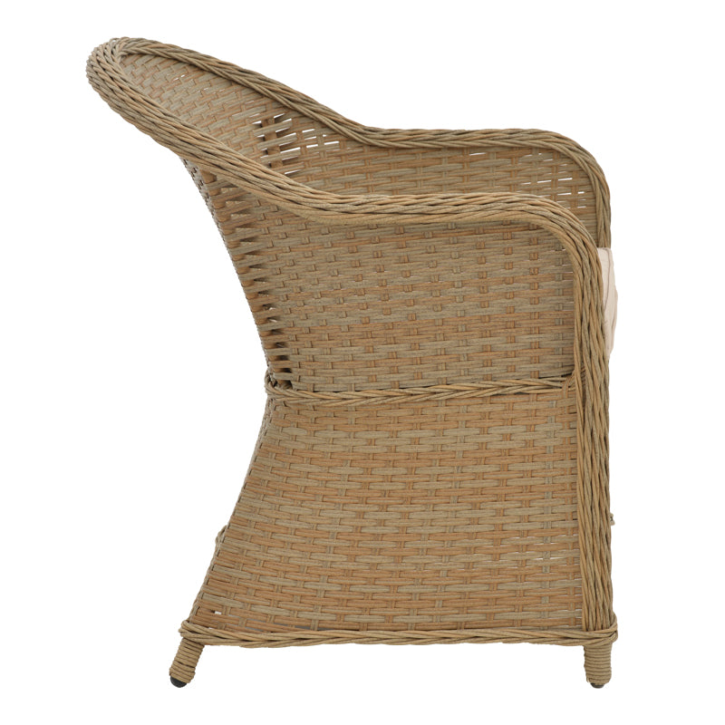 Garden armchair Hadrian pakoworld rattan brown-textilene beige 57x70x85cm