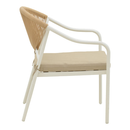 Lounge Bonanza pakoworld set 4pcs beige rattan-aluminium white