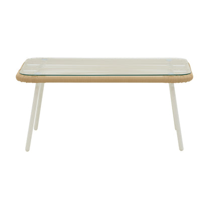 Lounge Bonanza pakoworld set 4pcs beige rattan-aluminium white