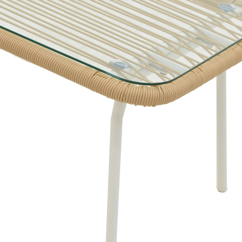 Lounge Bonanza pakoworld set 4pcs beige rattan-aluminium white