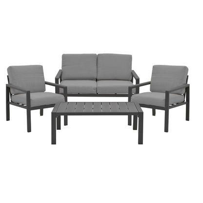 Fashionable pakoworld living room set of 4 pieces fabric in gray shade and aluminum in anthracite shade