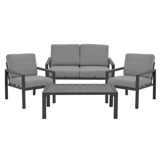 Fashionable pakoworld living room set of 4 pieces fabric in gray shade and aluminum in anthracite shade