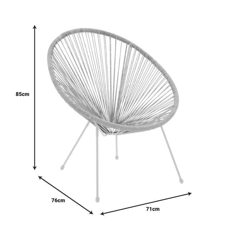 Dinning set Acapulco II pakoworld set of 3 white metal-natural rattan-glass D50X50cm