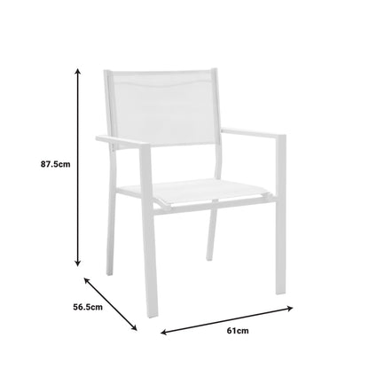 Dining table Nares-Moly A set of 5 pakoworld white aluminum and plywood in natural color 180x90x72.5cm