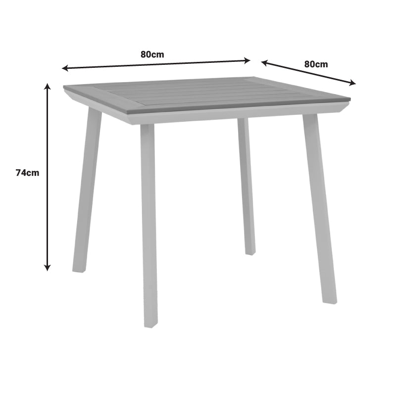 Moly-Synergy dining table set of 3 pakoworld white aluminum and textilene with plywood in natural color 80x80x74cm