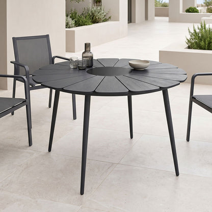 Pinap table black aluminum and black plywood D110x74cm