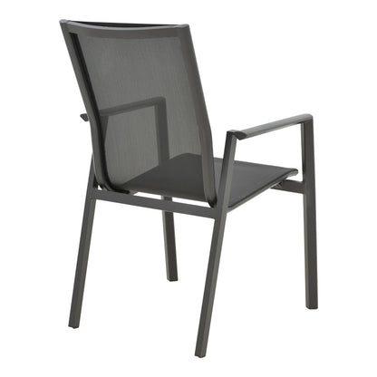 Pinap-Dashiell dining table set of 5 pcs black aluminum and plywood in black shade Φ110x74cm
