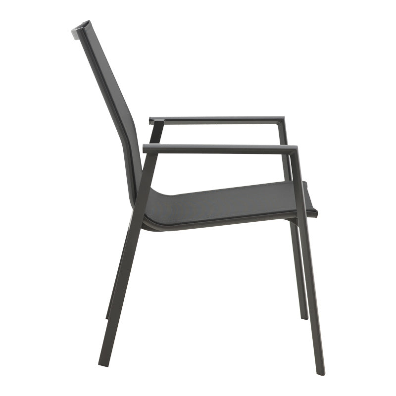 Pinap-Dashiell dining table set of 5 pcs black aluminum and plywood in black shade Φ110x74cm
