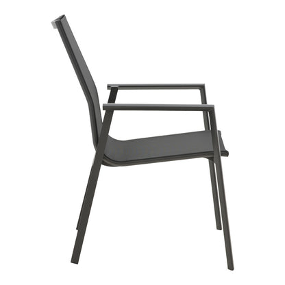 Pinap-Dashiell dining table set of 5 pcs black aluminum and plywood in black shade Φ110x74cm