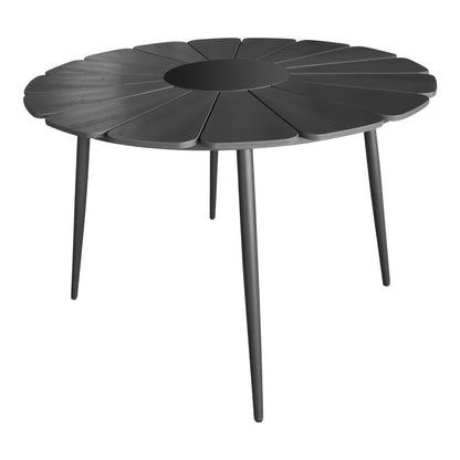 Pinap-Dashiell dining table set of 5 pcs black aluminum and plywood in black shade Φ110x74cm