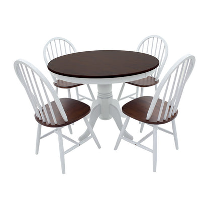 Dining set 5pcs Alice-Adalyn pakoworld MDF walnut-white D106x78cm