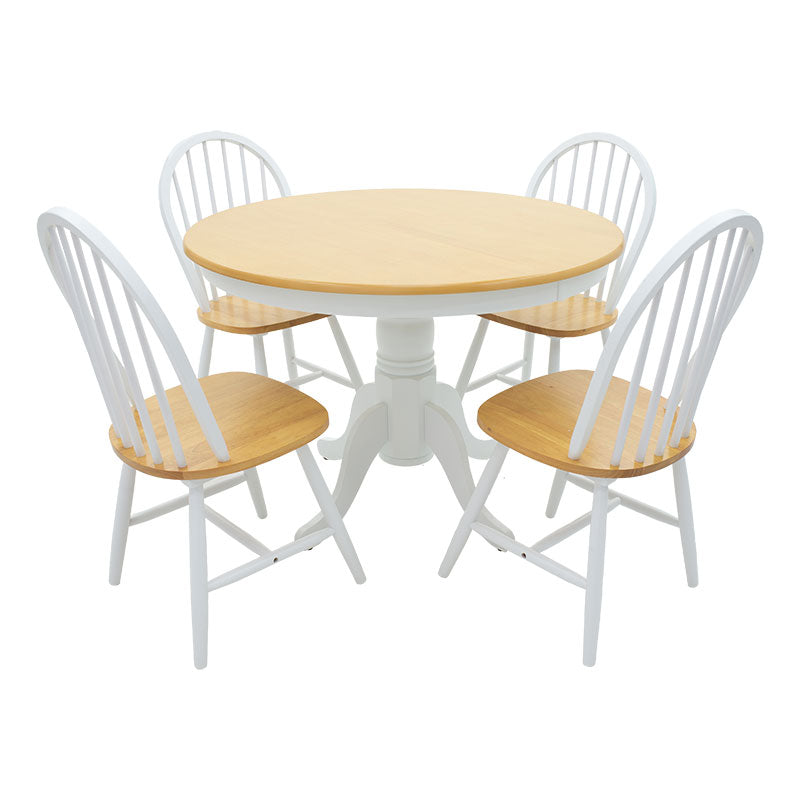 Dining set 5pcs Alice-Adalyn pakoworld MDF natural-white D106x78cm