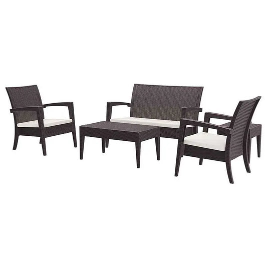 Градински комплект Полипропилен кафяв цвят бежови възглавници