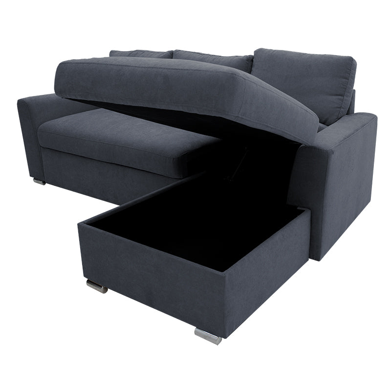 Corner sofa-bed left corner Belle fabric anthracite 236x164x88cm