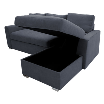 Corner sofa-bed left corner Belle fabric anthracite 236x164x88cm