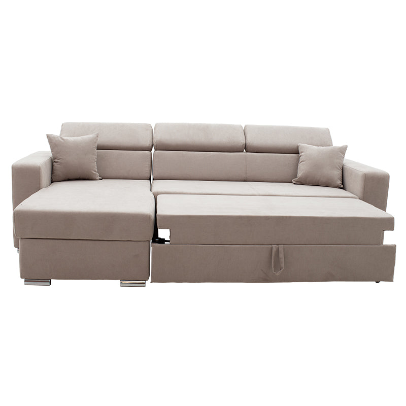 Corner sofa-bed reversible Lura pakoworld fabric brown 255x162x75-90cm