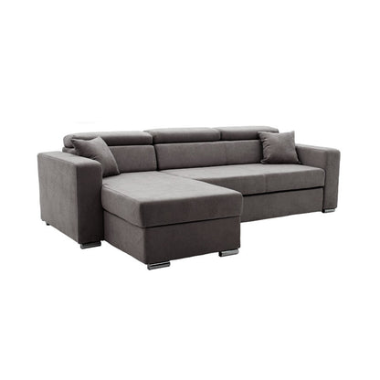 Corner sofa-bed reversible Lura pakoworld fabric anthracite  255x162x75-90cm