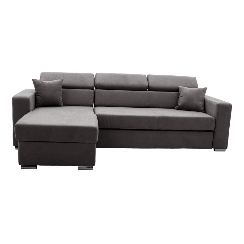 Corner sofa-bed reversible Lura pakoworld fabric anthracite  255x162x75-90cm