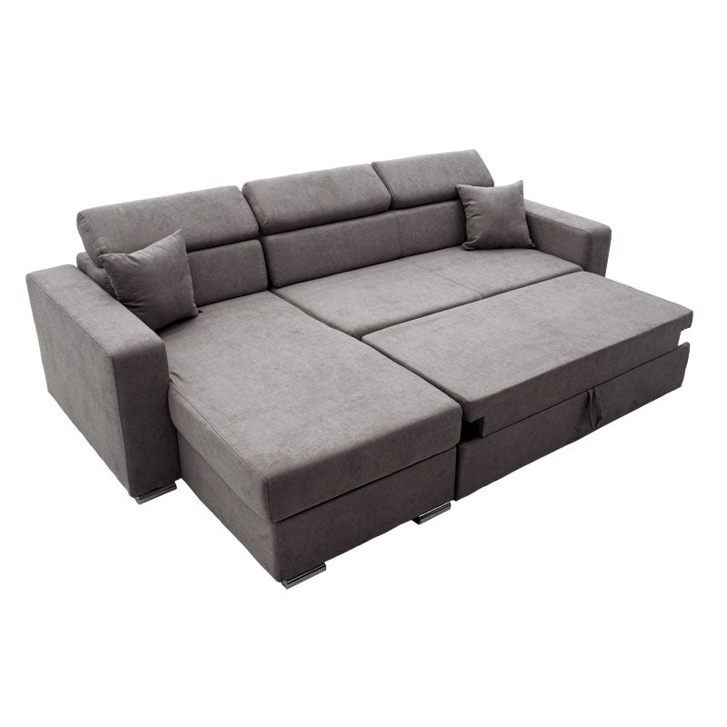 Corner sofa-bed reversible Lura pakoworld fabric anthracite  255x162x75-90cm