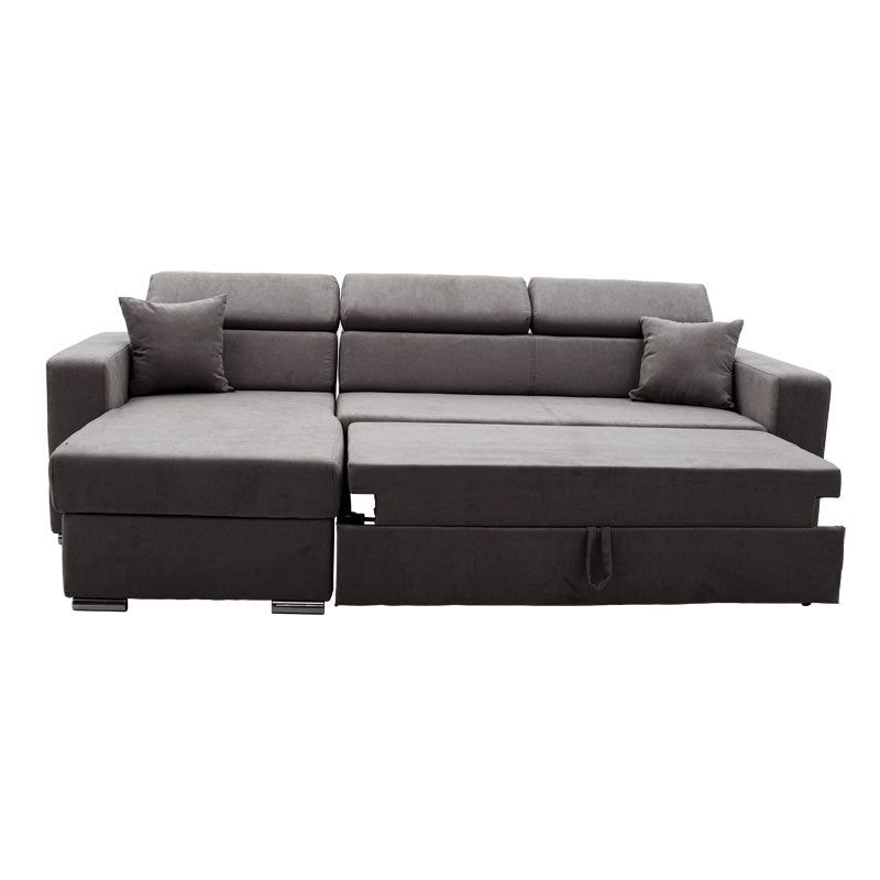 Corner sofa-bed reversible Lura pakoworld fabric anthracite  255x162x75-90cm