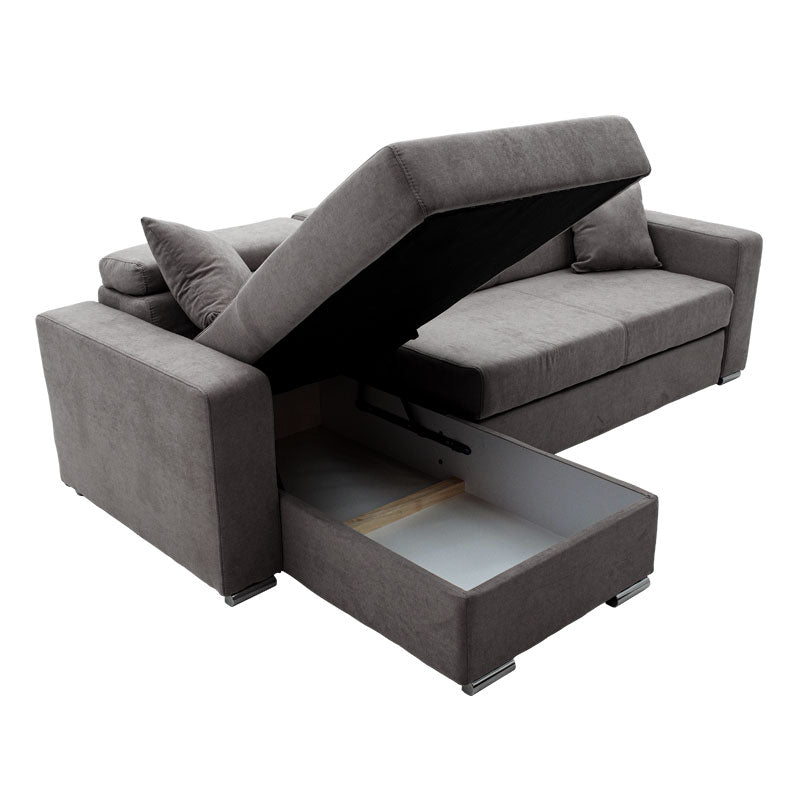 Corner sofa-bed reversible Lura pakoworld fabric anthracite  255x162x75-90cm