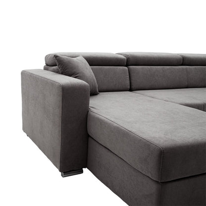 Corner sofa-bed reversible Lura pakoworld fabric anthracite  255x162x75-90cm