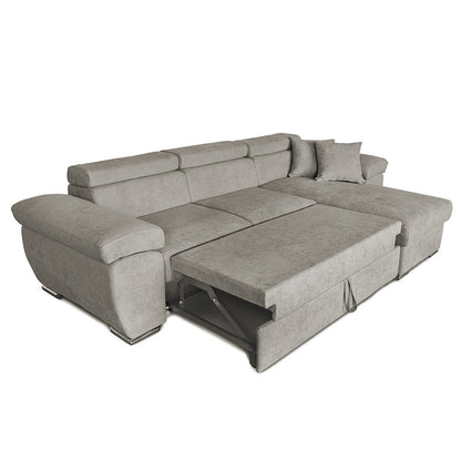 Corner sofa-bed reversible Comy pakoworld beige-brown 286x160x75-90cm