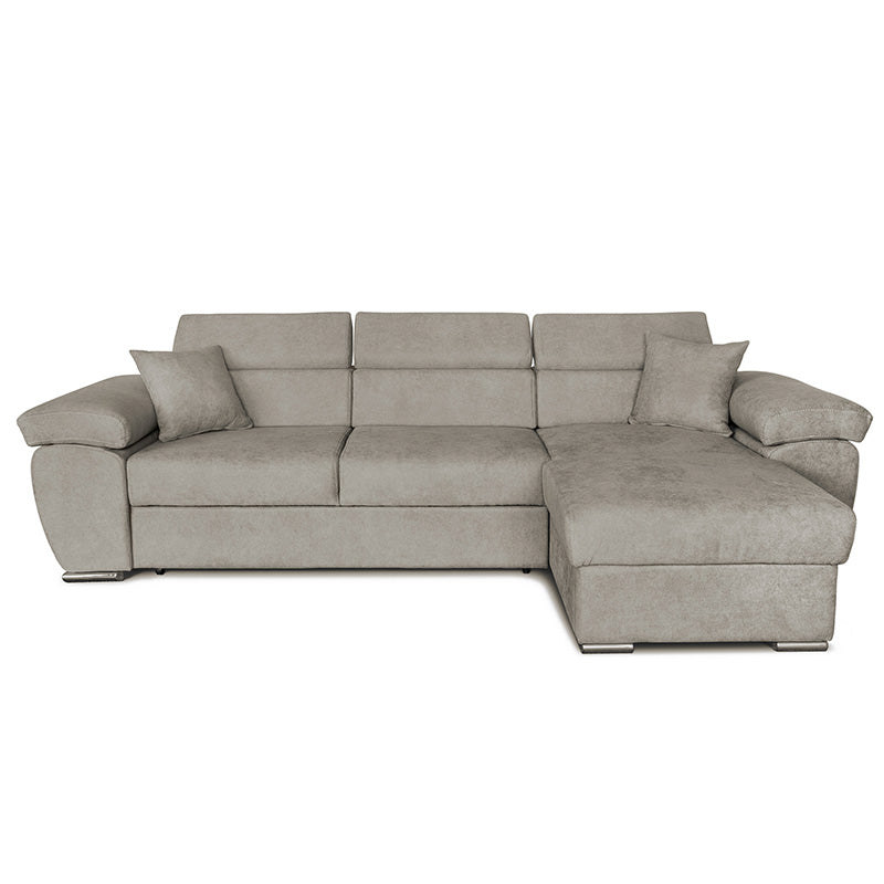 Corner sofa-bed reversible Comy pakoworld beige-brown 286x160x75-90cm