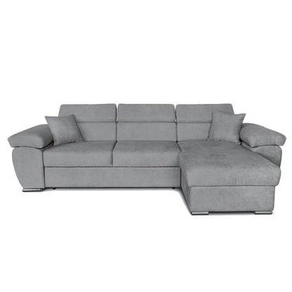 Corner sofa-bed reversible Comy pakoworld fabric gray 286x160x75-90cm