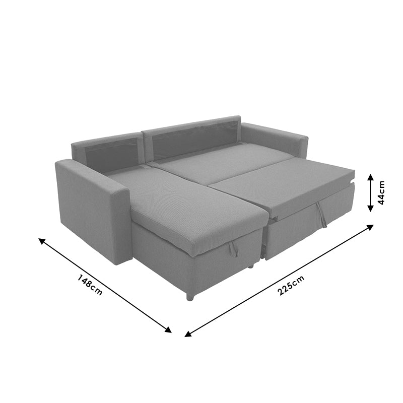 Corner sofa-bed reversible Lilian pakoworld fabric anthracite 225x148x81cm