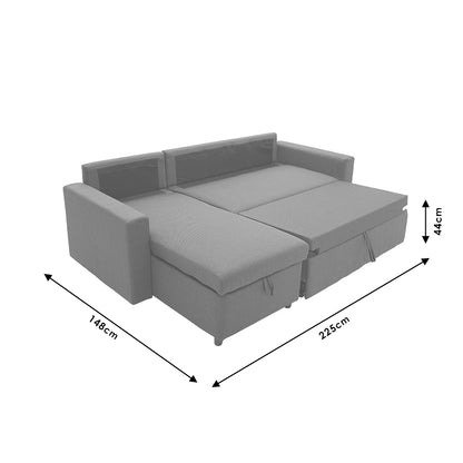 Corner sofa-bed reversible Lilian pakoworld fabric anthracite 225x148x81cm