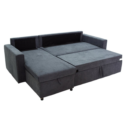 Corner sofa-bed reversible Lilian pakoworld fabric anthracite 225x148x81cm