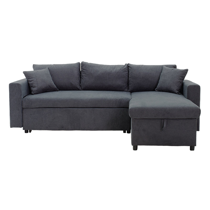 Corner sofa-bed reversible Lilian pakoworld fabric anthracite 225x148x81cm