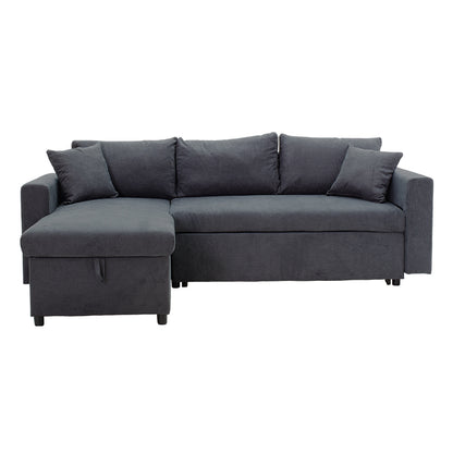 Corner sofa-bed reversible Lilian pakoworld fabric anthracite 225x148x81cm