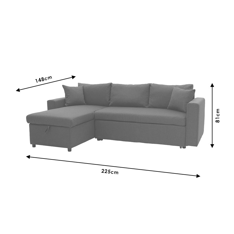 Corner sofa-bed reversible Lilian pakoworld fabric anthracite 225x148x81cm