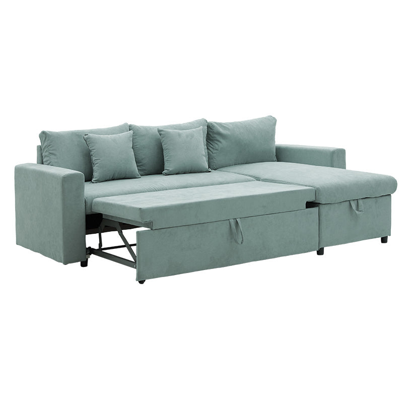 Corner sofa-bed reversible Lilian pakoworld fabric green mint 225x148x81cm