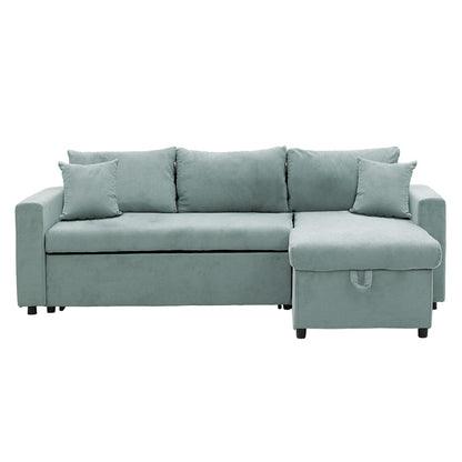 Corner sofa-bed reversible Lilian pakoworld fabric green mint 225x148x81cm