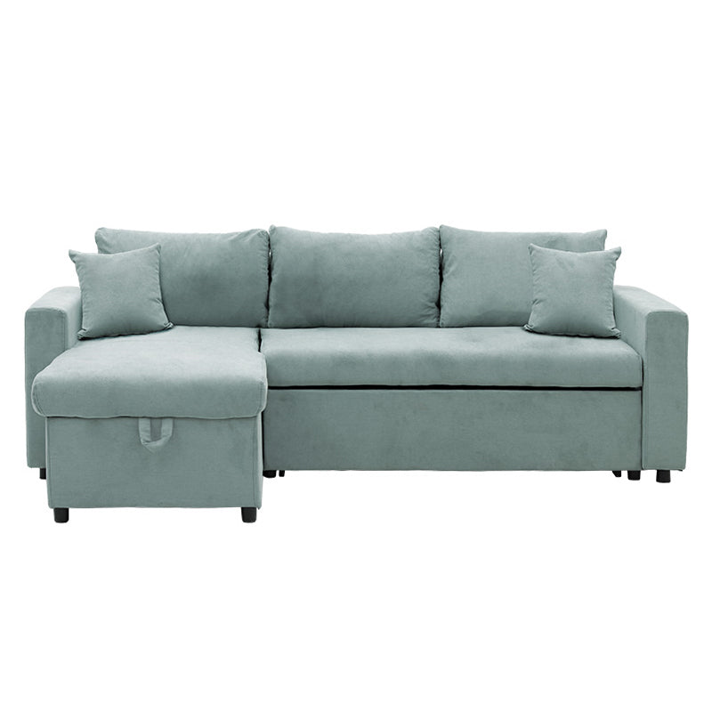 Corner sofa-bed reversible Lilian pakoworld fabric green mint 225x148x81cm