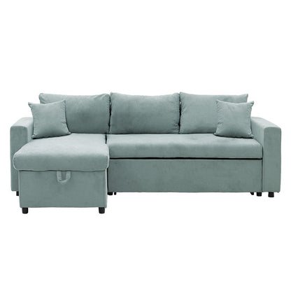 Corner sofa-bed reversible Lilian pakoworld fabric green mint 225x148x81cm