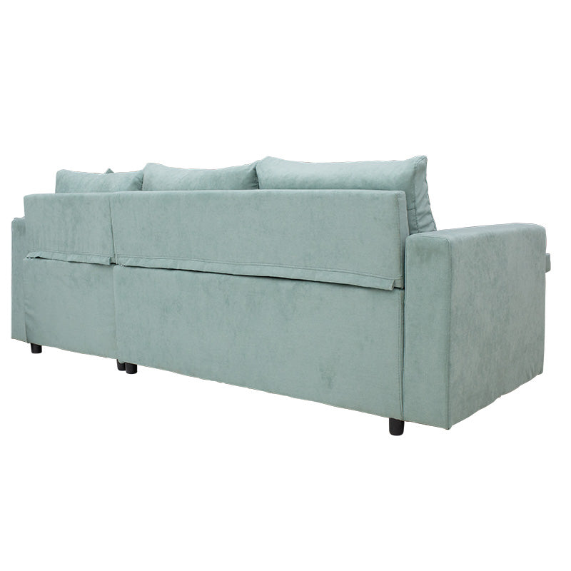 Corner sofa-bed reversible Lilian pakoworld fabric green mint 225x148x81cm