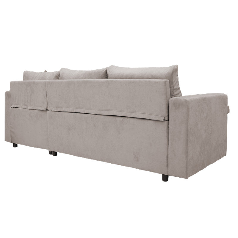 Corner sofa-bed reversible Lilian pakoworld fabric beige 225x148x81cm