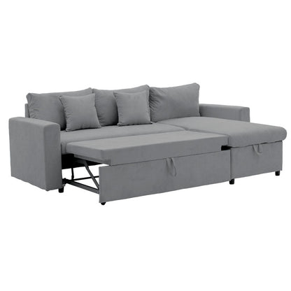 Corner sofa-bed reversible Lilian pakoworld fabric grey 225x148x81cm