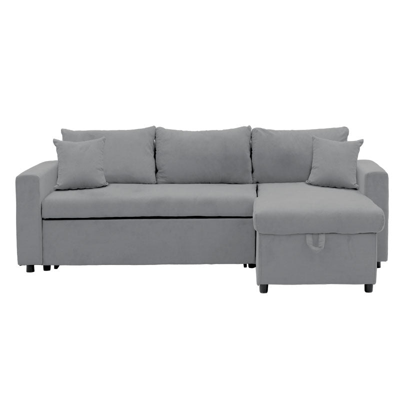 Corner sofa-bed reversible Lilian pakoworld fabric grey 225x148x81cm