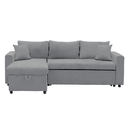 Corner sofa-bed reversible Lilian pakoworld fabric grey 225x148x81cm