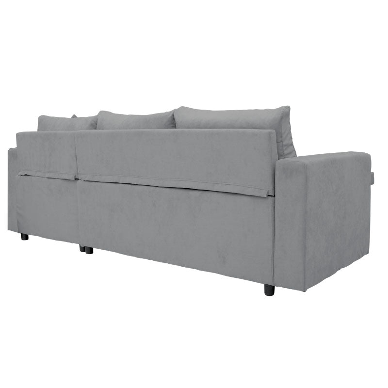 Corner sofa-bed reversible Lilian pakoworld fabric grey 225x148x81cm