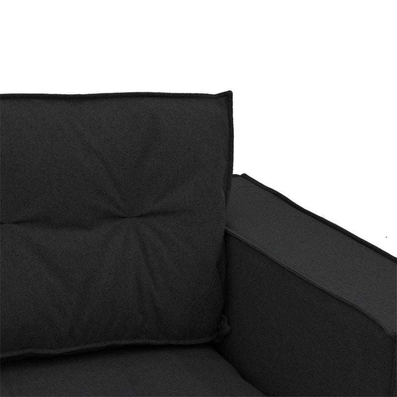 Corner reversible sofa Mirabel pakoworld black fabric-natural wood 250x184x100cm