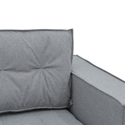 Corner reversible sofa Mirabel pakoworld grey fabric-natural wood 250x184x100cm