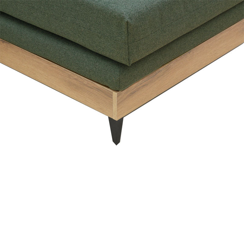 Corner reversible sofa Mirabel pakoworld green fabric-natural wood 250x184x100cm