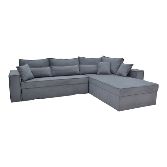 Corner reversible sofa Venzie  pakoworld grey color fabric 283x214x83cm