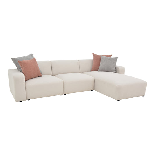 Corner reversible sofa Manimy pakoworld cream color fabric 285x186x95cm